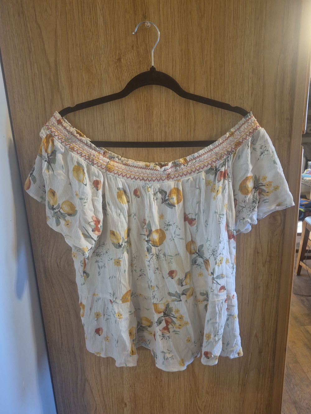 Maurices Cream Off-Shoulder Floral Peasant Top - Picture 2 of 4